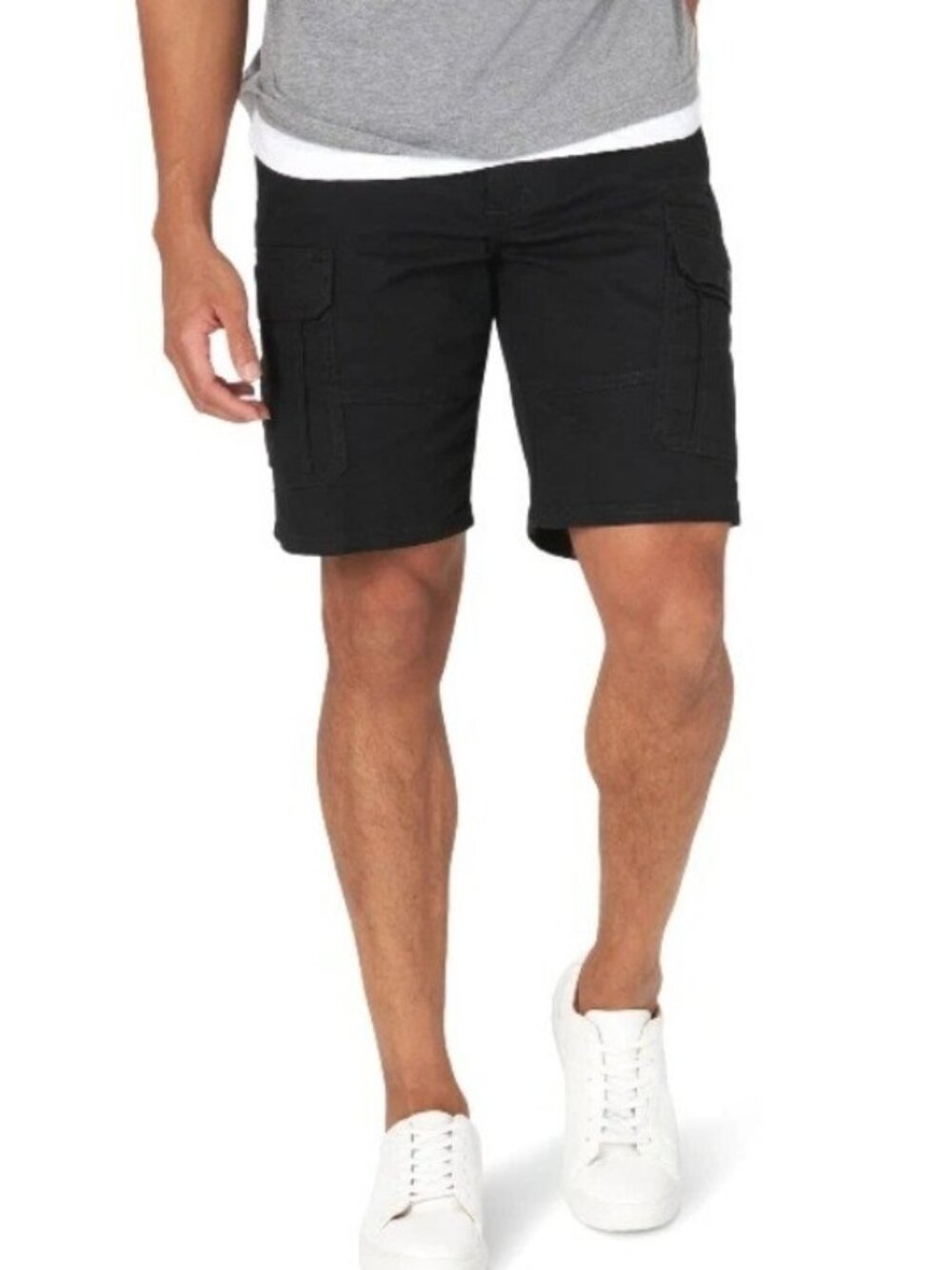 NWT Wrangler Men's 32 Black Cargo Shorts Regular Fit Utility & Side Pockets